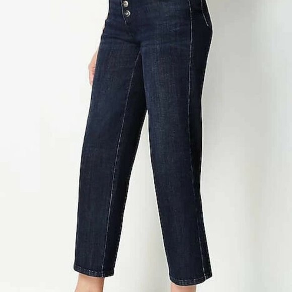 J.Jill High rise button fly cropped Blue jeans 16 Tall night fall wash - Picture 1 of 3